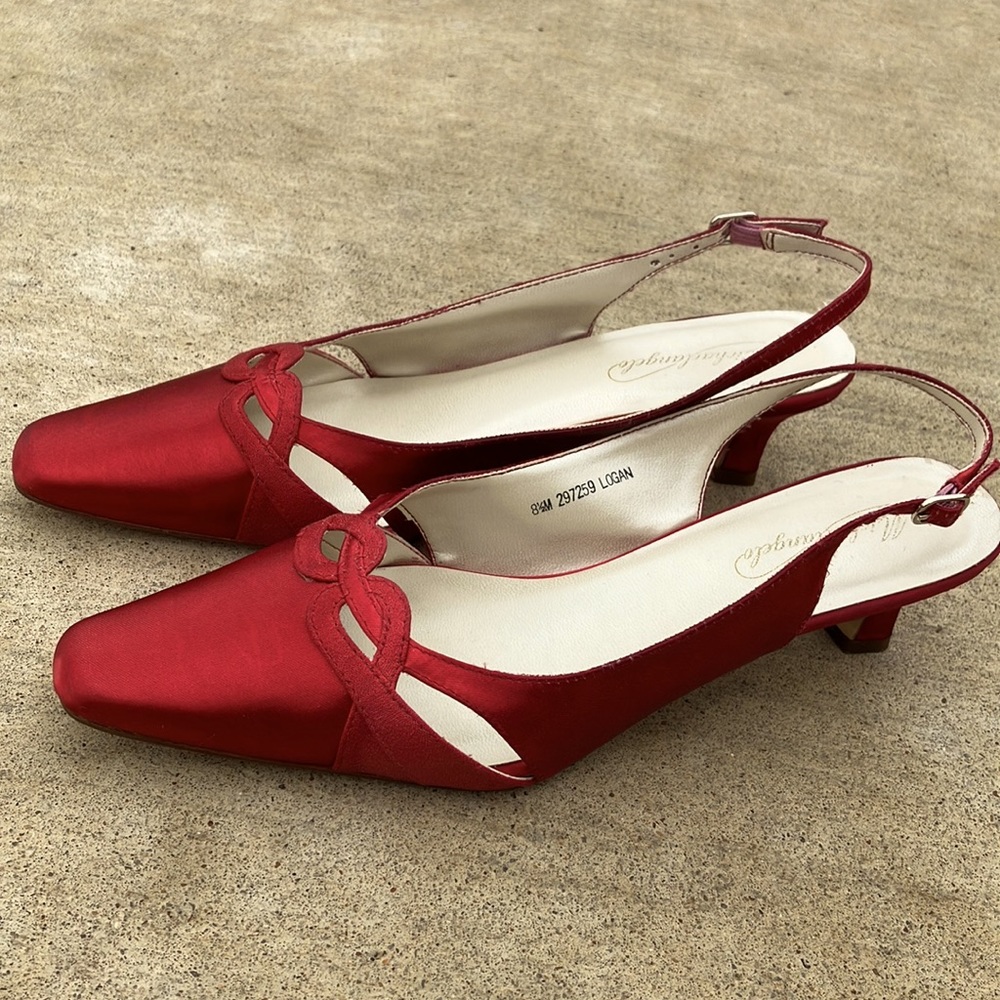 David’s bridal red satin heels